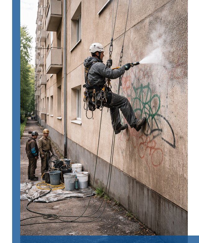 Удаление граффити с фасада в Невинномысске без следов и повреждений