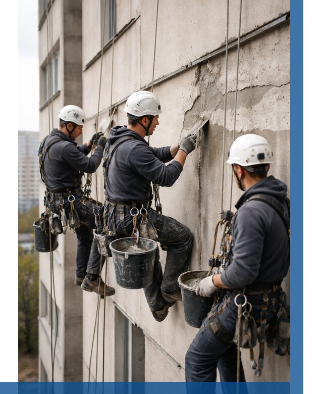 Ремонт бетонных элементов фасада в Невинномысске от 2557 р. | ВЫСОТНИК-Нвн