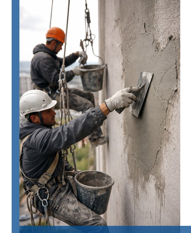 Штукатурка фасада на высоте в Невинномысске профессиональные работы