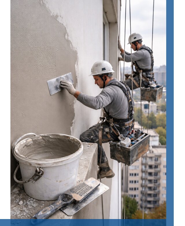 Шпаклевка фасада на высоте в Невинномысске от 716 р. | ВЫСОТНИК-Нвн