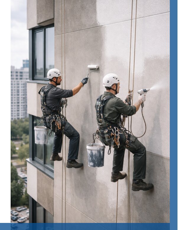 Покраска фасада альпинистами в Невинномысске от 307 р. | ВЫСОТНИК-Нвн