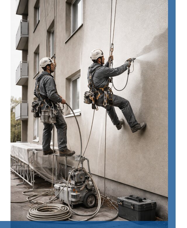 Безвоздушная покраска фасада в Невинномысске от 225 р/м² | ВЫСОТНИК-Нвн