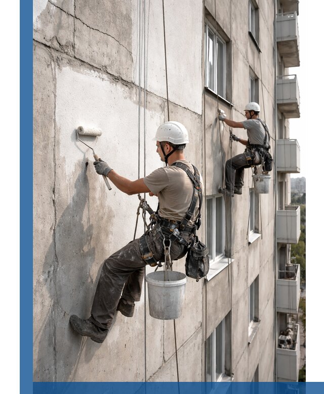 Покраска бетонного фасада в Невинномысске для жилых и промышленных объектов