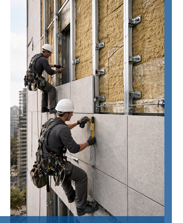 Монтаж вентилируемого фасада в Невинномысске от 3580 р. | ВЫСОТНИК-Нвн