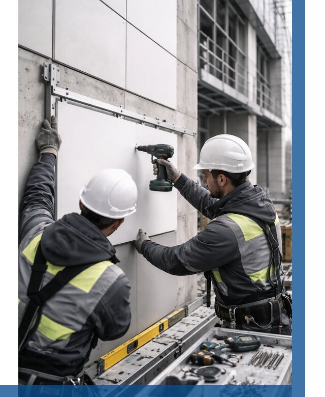 Монтаж композитных панелей фасада в Невинномысске от 2557 р. | ВЫСОТНИК-Нвн