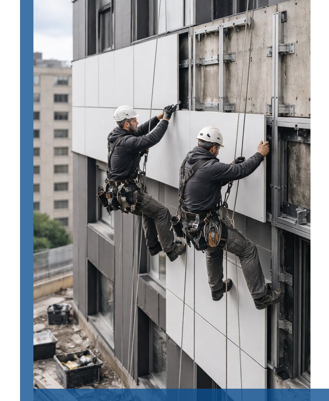 Монтаж композитных панелей фасада в Невинномысске под ключ