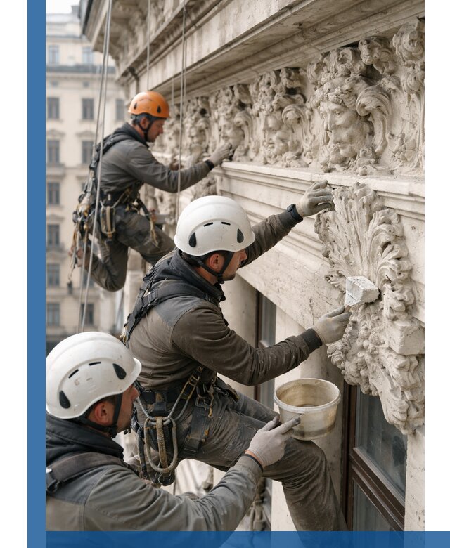 Реставрация фасадной лепнины с высотными работами в Невинномысске