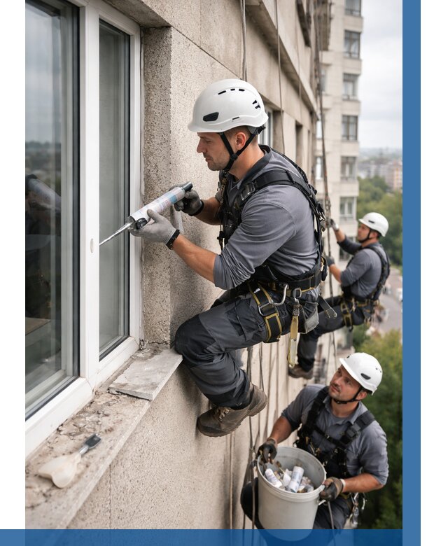 Герметизация оконных швов снаружи в Невинномысске от 1534 р. | ВЫСОТНИК-Нвн
