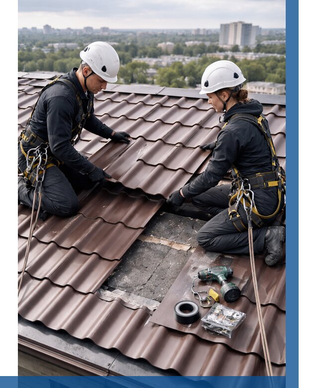 Ремонт металлочерепицы на крыше в Невинномысске от 921 р. | ВЫСОТНИК-Нвн