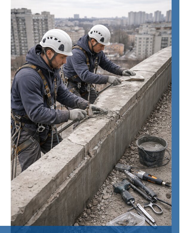 Ремонт парапета на кровле в Невинномысске от 1534 р. | ВЫСОТНИК-Нвн