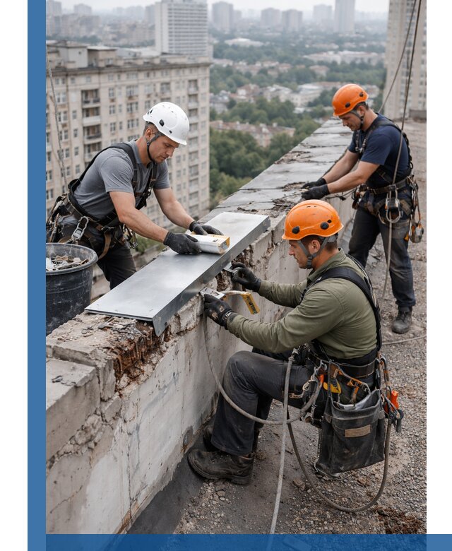 Ремонт парапета на кровле в Невинномысске, высотные работы с гарантией