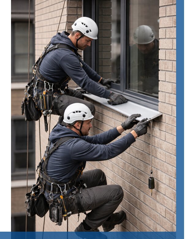 Монтаж оконных отливов под ключ в Невинномысске от 3580 р. | ВЫСОТНИК-Нвн