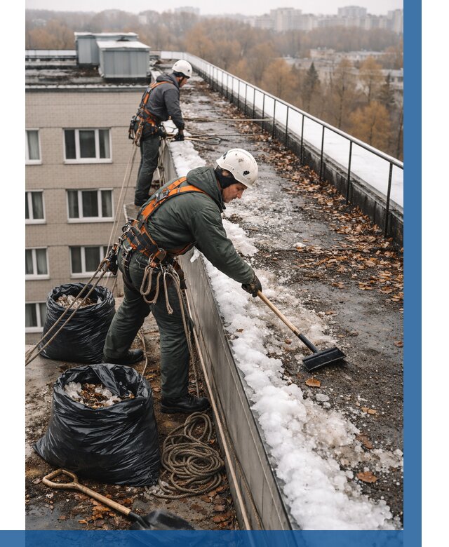 Очистка кровли по периметру в Невинномысске от 563 р. | ВЫСОТНИК-Нвн