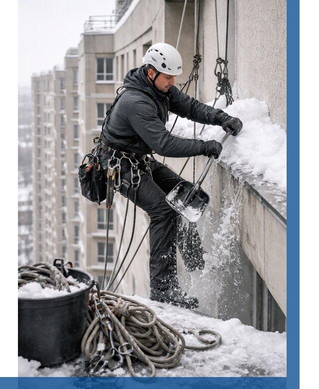 Очистка карнизов от снега в Невинномысске от 307 р. | ВЫСОТНИК-Нвн