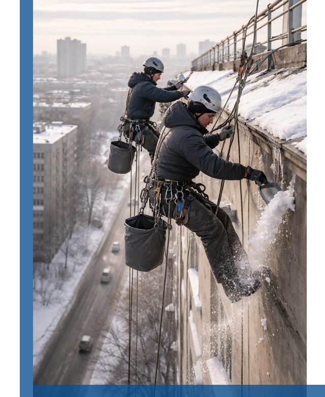 Очистка карнизов от снега в Невинномысске профессионально и безопасно
