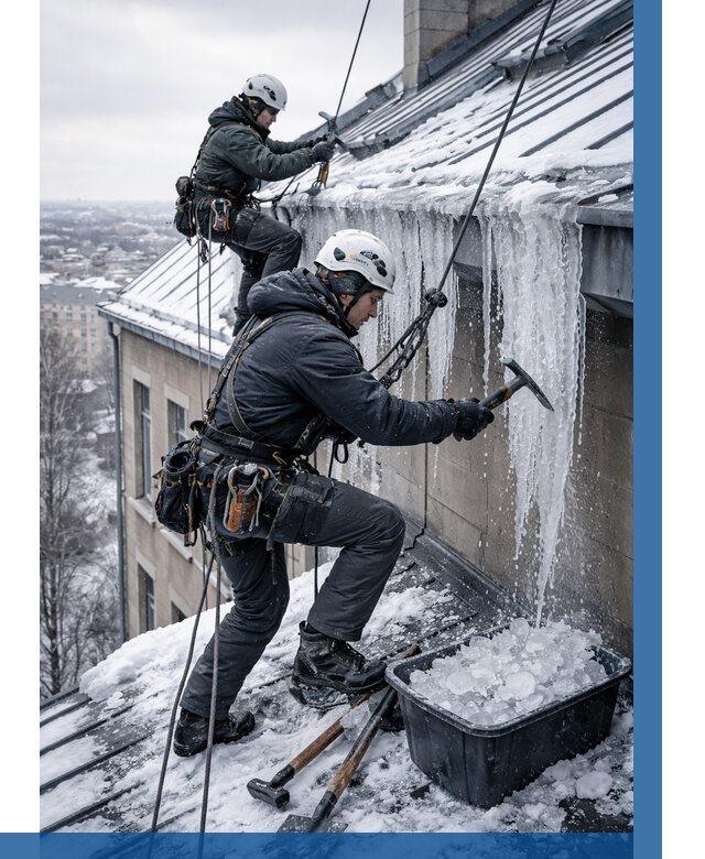 Удаление наледи с кровли в Невинномысске от 5626 р. | ВЫСОТНИК-Нвн