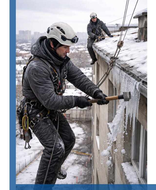 Сбивание и удаление сосулек с крыши в Невинномысске безопасно