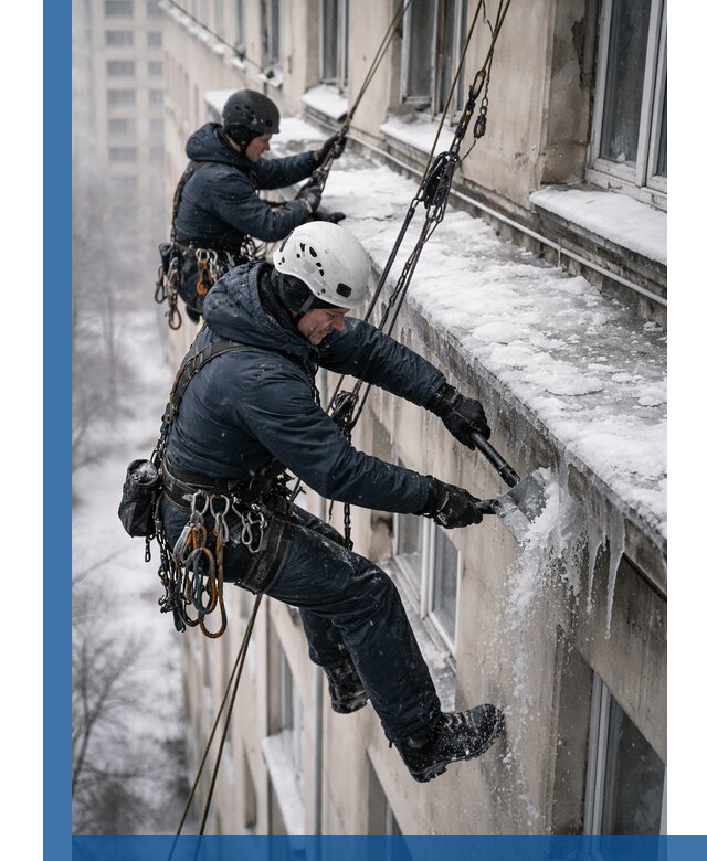 Удаление наледи и сосулек с карнизов в Невинномысске профессионально
