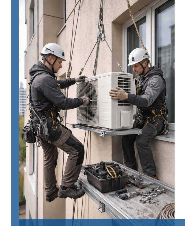 Перенос внешнего блока кондиционера в Невинномысске с монтажом и крепежом