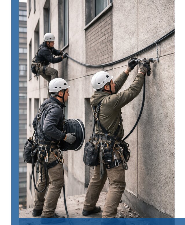 Прокладка кабеля по фасаду в Невинномысске, профессиональный монтаж