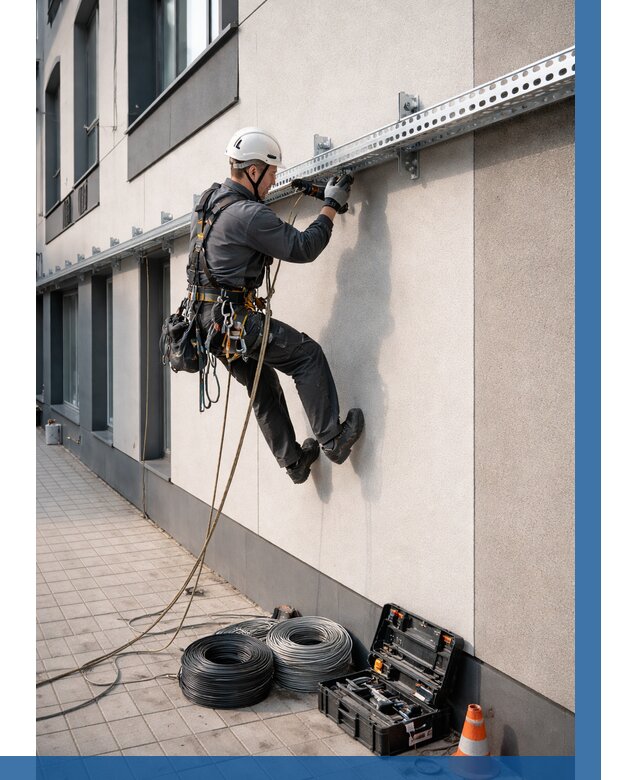 Монтаж кабельных лотков на фасаде в Невинномысске от 1227 р. | ВЫСОТНИК-Нвн