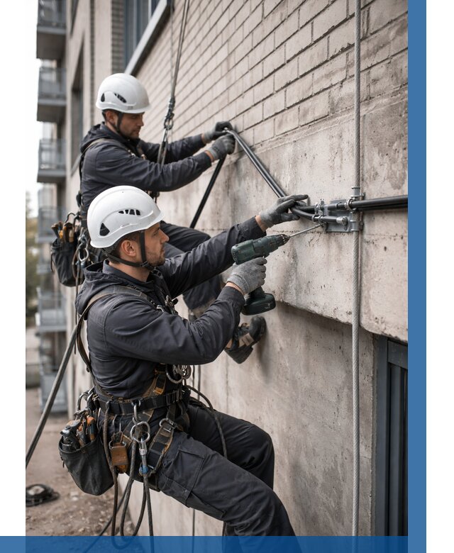 Крепление кабеля на фасаде в Невинномысске от 358 р. | ВЫСОТНИК-Нвн