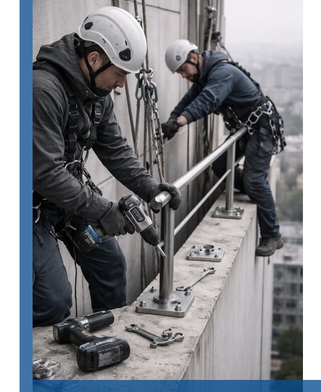 Монтаж перил на высоте в Невинномысске для жилых и промобъектов