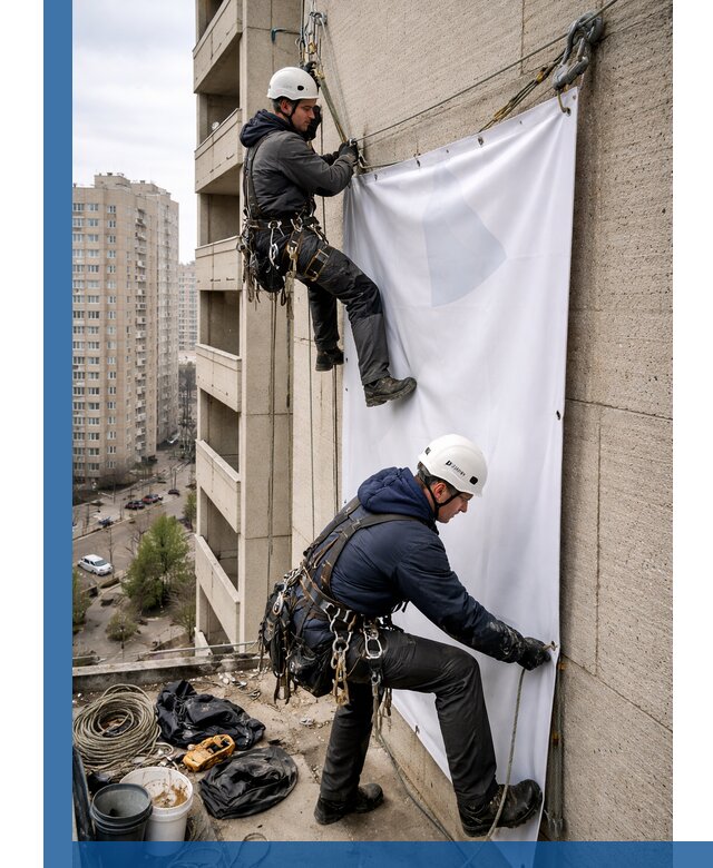 Профессиональный монтаж баннеров на фасаде в Невинномысске