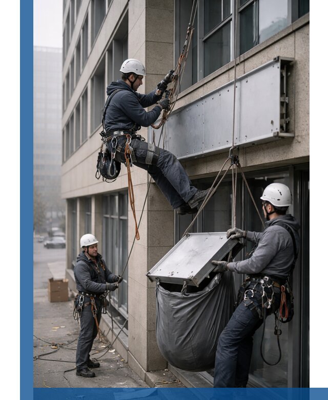 Демонтаж рекламной вывески с высотными работами в Невинномысске