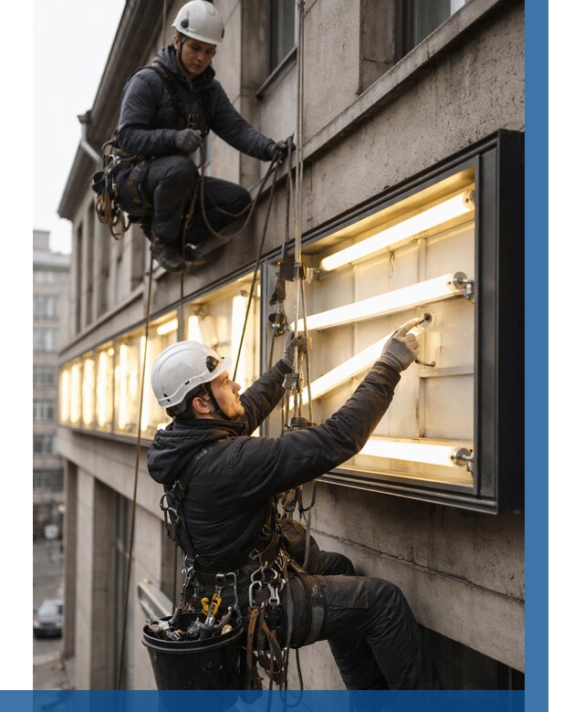 Замена ламп в вывеске в Невинномысске под ключ от 3580 р. | ВЫСОТНИК-Нвн
