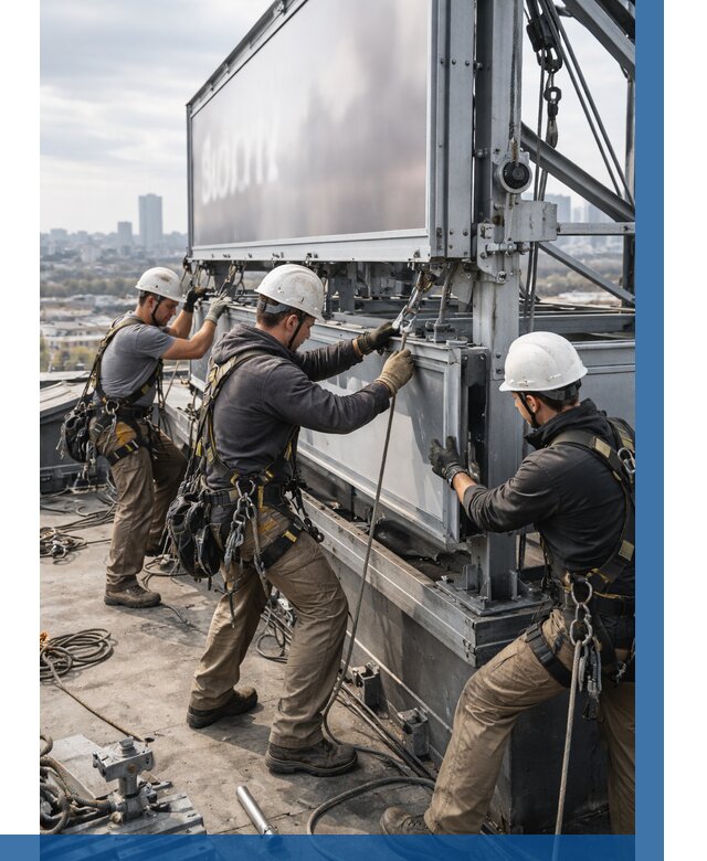 Монтаж крышной рекламной конструкции в Невинномысске от 61374 р.|ВЫСОТНИК-Нвн