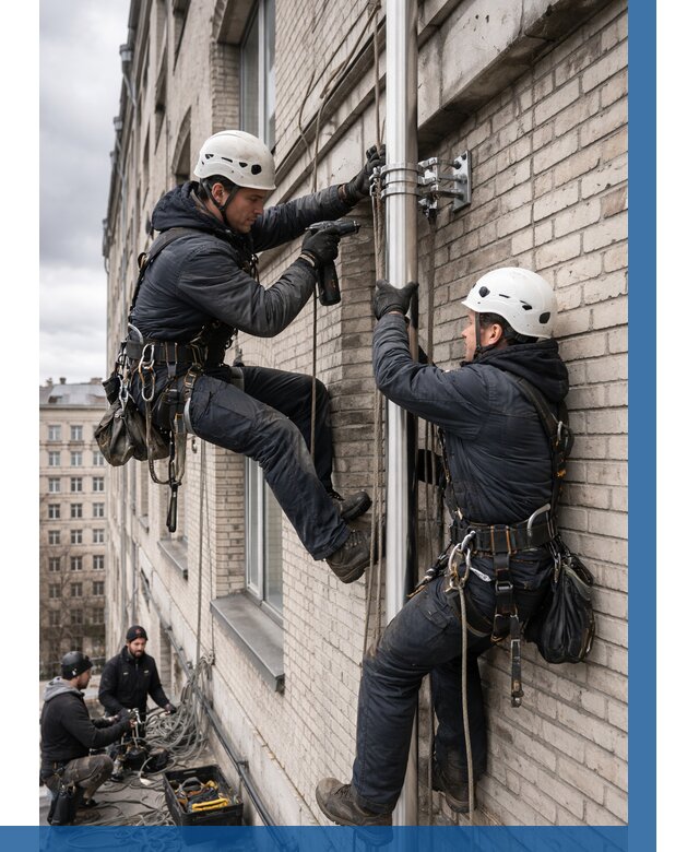 Монтаж флагштока на здании в Невинномысске от 6649 р. | ВЫСОТНИК-Нвн