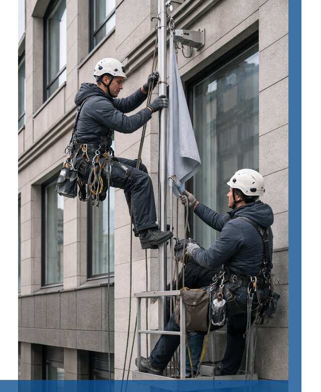 Установка флагов на фасаде в Невинномысске от 4603 р. | ВЫСОТНИК-Нвн