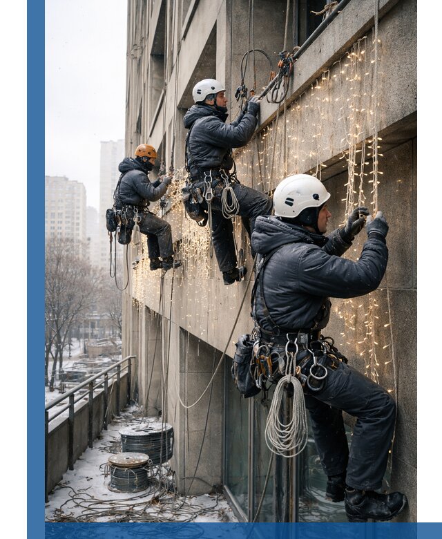 Монтаж новогодней иллюминации и украшение фасадов в Невинномысске