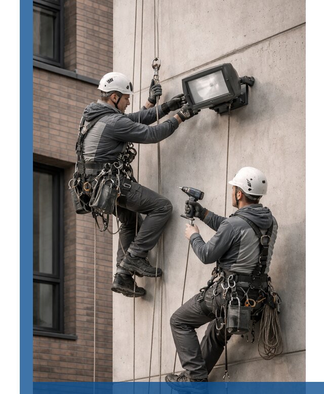 Профессиональный монтаж фасадных прожекторов в Невинномысске под ключ