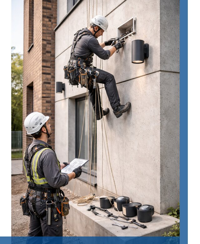 Монтаж фасадного освещения в Невинномысске от 2557 р. | ВЫСОТНИК-Нвн