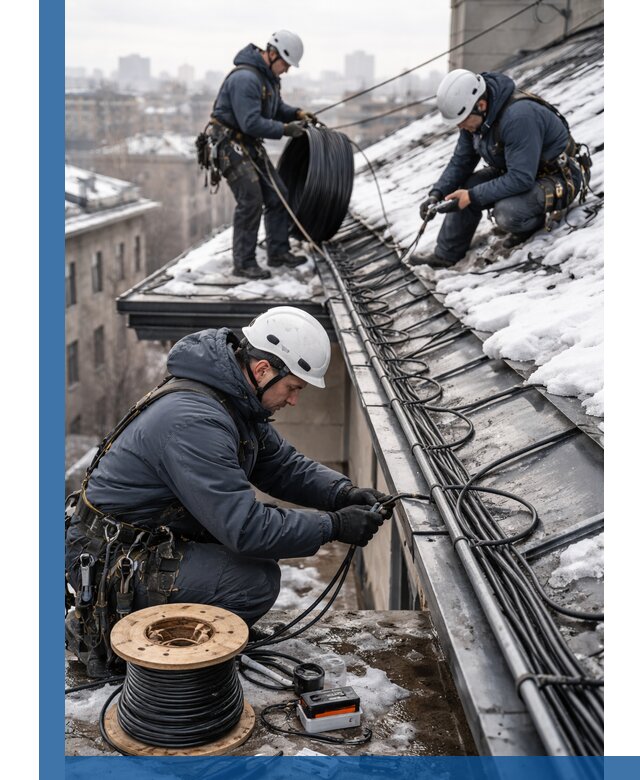 Монтаж греющего кабеля на кровле в Невинномысске под ключ