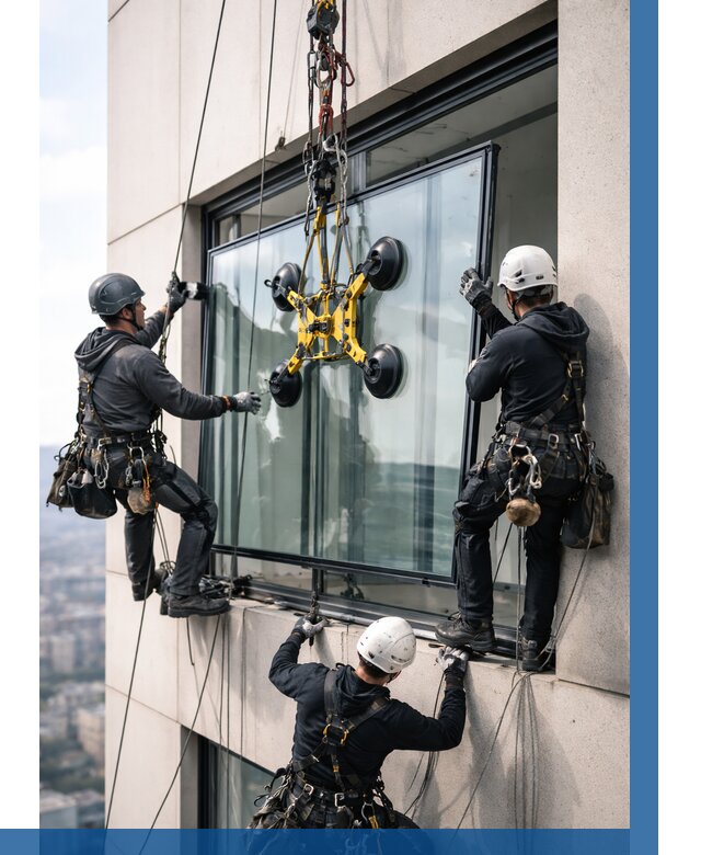 Монтаж стеклопакетов на высоте в Невинномысске от 3273 р. | ВЫСОТНИК-Нвн