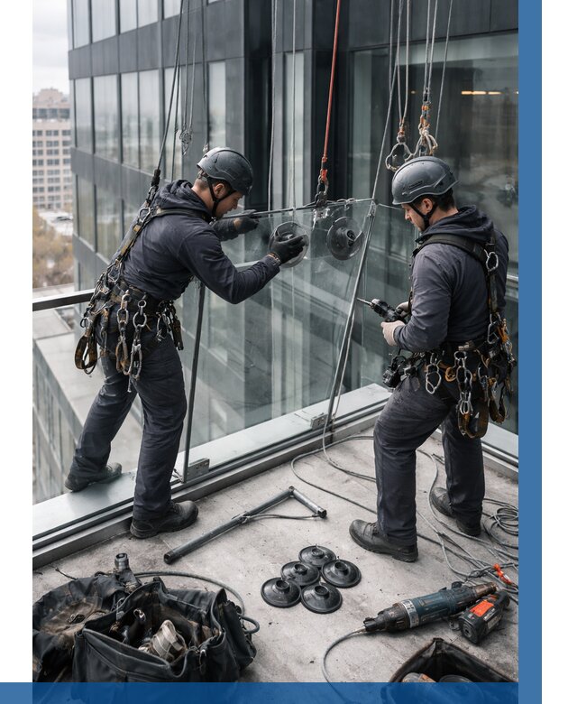 Монтаж стеклянных ограждений в Невинномысске от 2557 р. | ВЫСОТНИК-Нвн