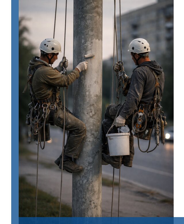 Покраска опор освещения и антикоррозийная защита в Невинномысске