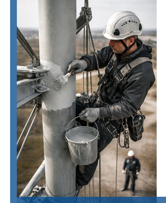 Покраска мачт связи в Невинномысске промышленными альпинистами
