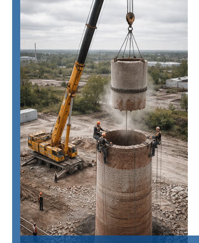 Демонтаж дымовой трубы в Невинномысске с гарантиями безопасности