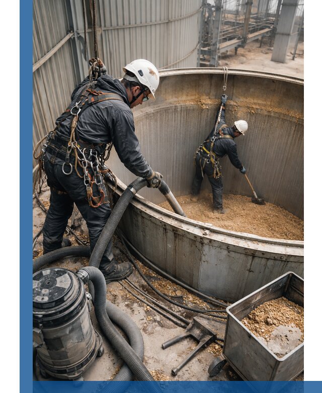 Профессиональная чистка зерновых бункеров в Невинномысске с выездом