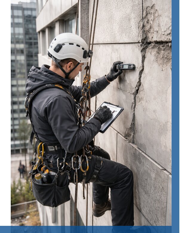 Обследование фасада альпинистами в Невинномысске от 123 р. | ВЫСОТНИК-Нвн