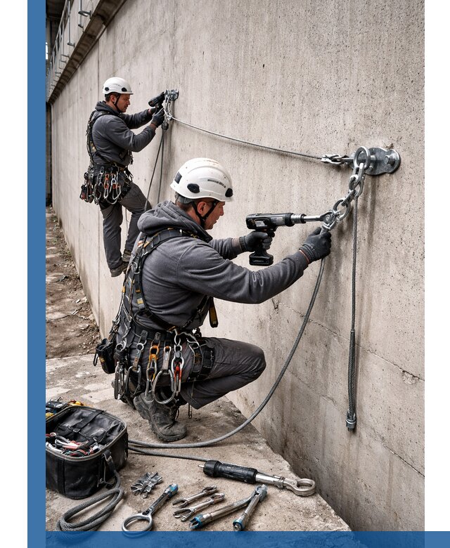 Монтаж анкерных линий высотной безопасности в Невинномысске